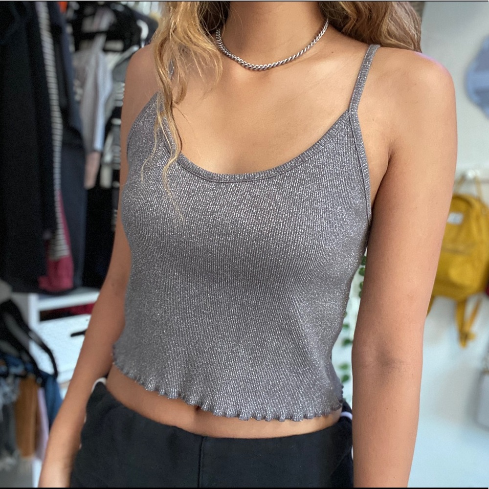 silver/gray tank top